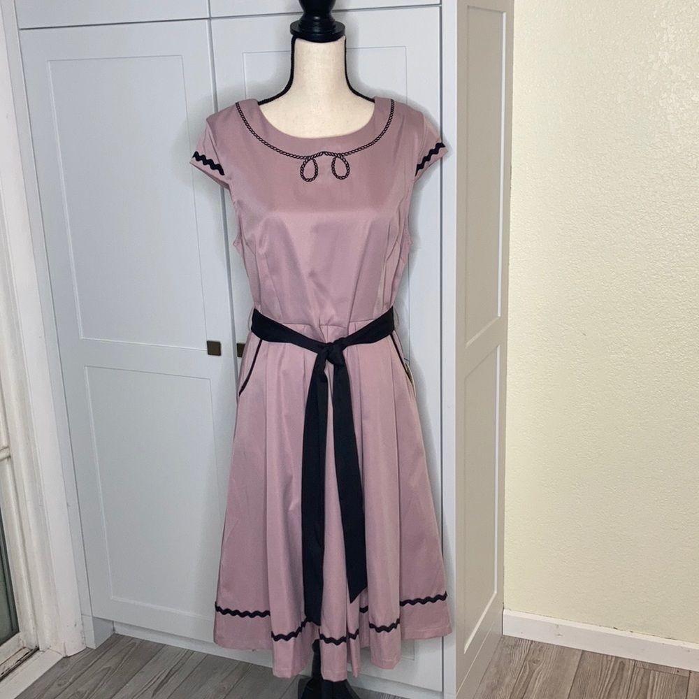 Lindy Bop Women's 10 Plum/Purple  “Bethany" Dress Short Sleeve New